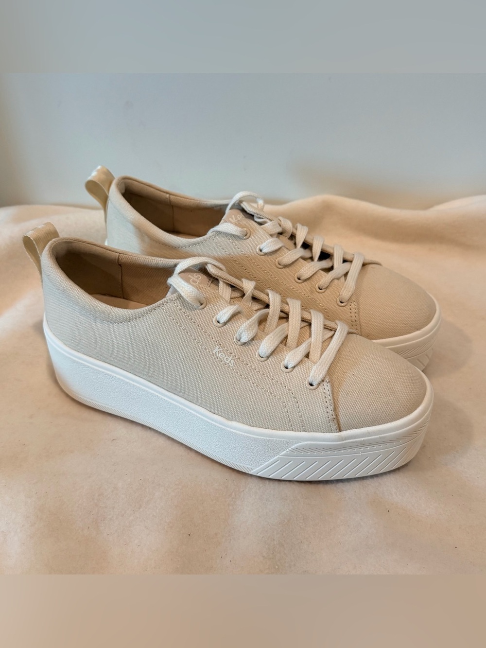 Keds Platform Canvas Sneakers in Beige